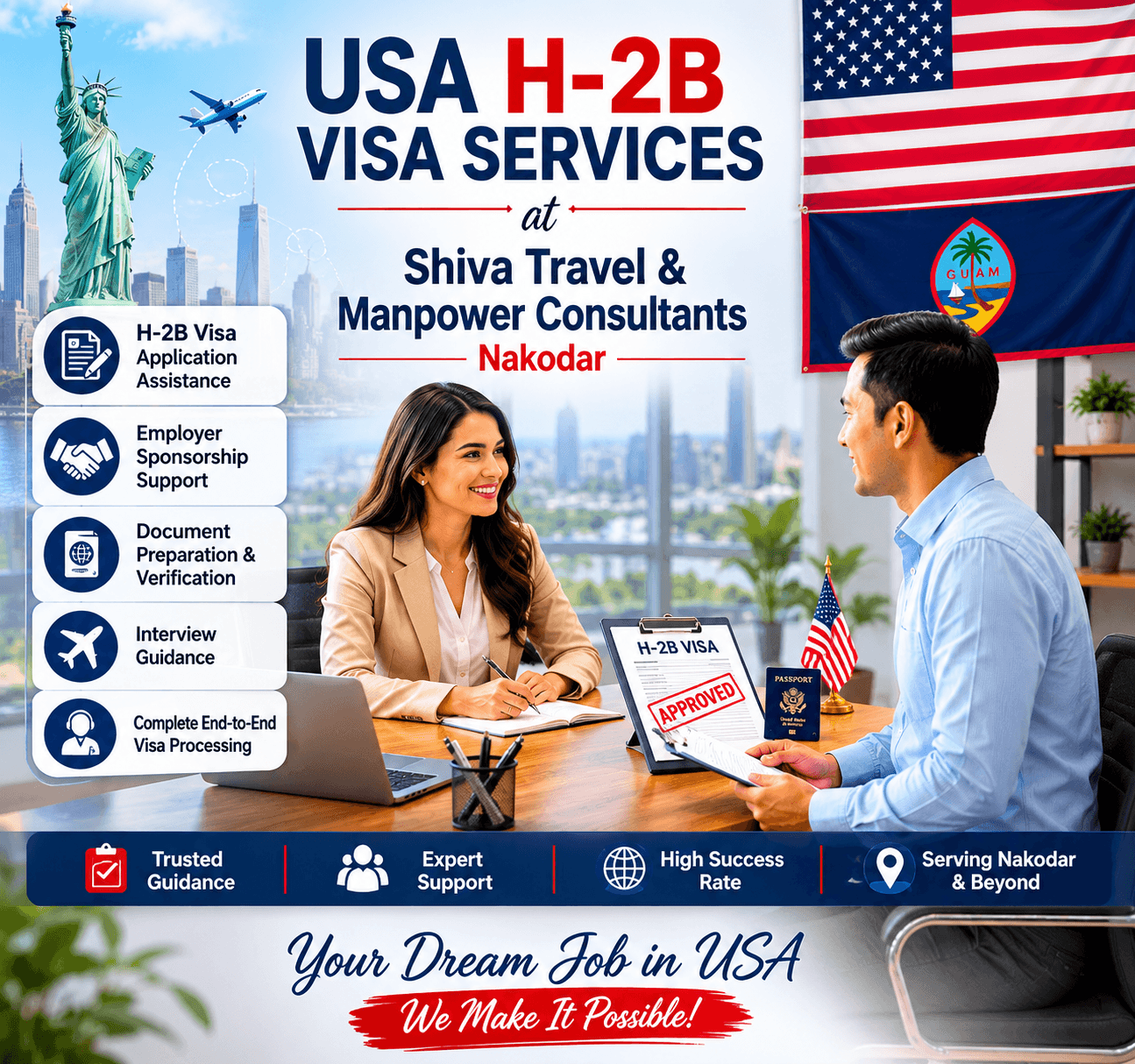 USA H-2B visa mobilisation by Shiva Travel & Manpower Consultants — first cohort to Guam in May 2026